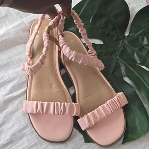 Crown And Ivy Pastel Powder Pink Scrunched Women's Sandals Summer Shoes
